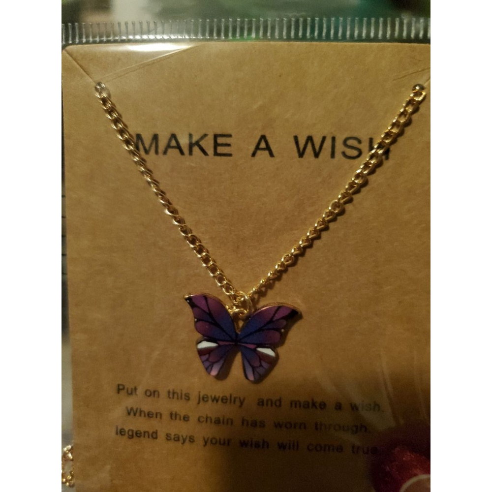 Purple Butterfly Necklace, One Size